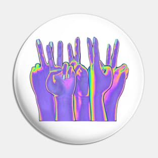 Purple Hands Peace Sign Pin