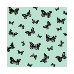 Blue scattered butterfly pattern T-Shirt