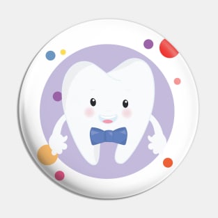 Cute Adorable Gentleman Tooth Kawaii Design Pin