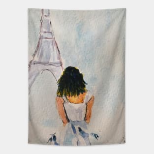 Girl in Paris Tapestry