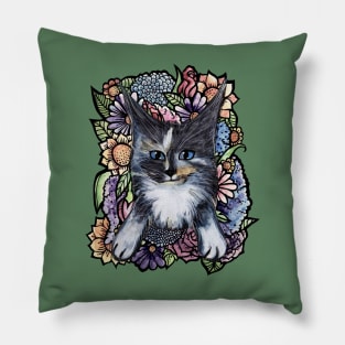 Maine Coon Dilute Calico Bouquet Pillow