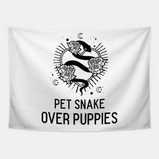 Pet snake over puppies snake lover Tapestry