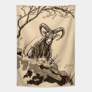 Mouflon drawing – Top attack Tapestry