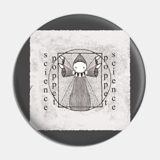 Vitruvian Poppet in Black and White Pin