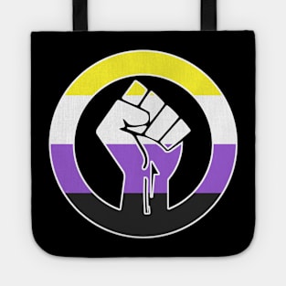 Black Lives Matter Fist Circled LGBTQ Flag Nonbinary Tote