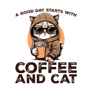 A Good Day Starts With Coffee and Cat Cat Lovers Coffee Lovers Gift Idea T-Shirt