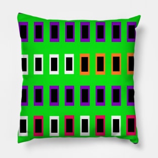 Colorful Green Pink Orange Pop Art Mod Square Pattern Pillow