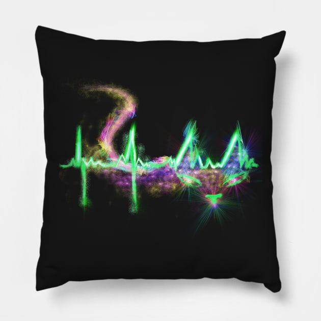 Cat kitten colorful rainbow heartbeat t-shirt Pillow by starchildsdesigns