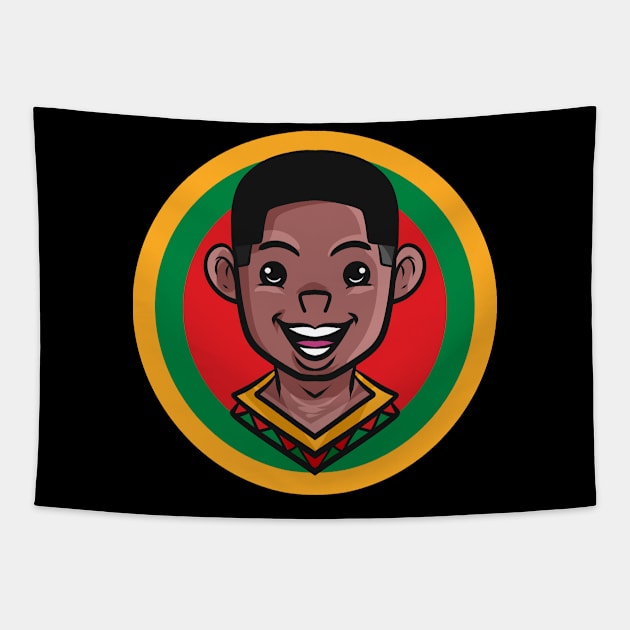 Kawaai Smiling Male Comic Freedom Day Juneteenth Tapestry by SinBle