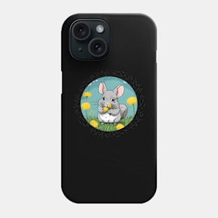 Cute Grey Chinchilla Eating Dandelions Design Phone Case