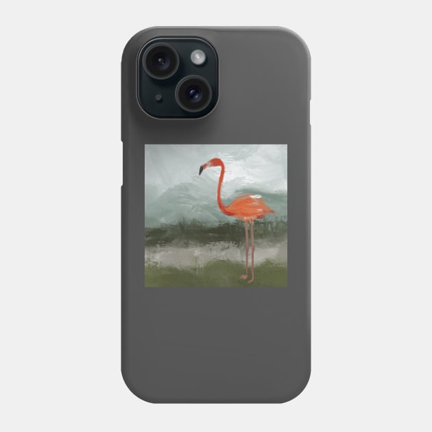 Flamingo in Swampland Phone Case by morgandraws