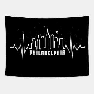 Philadelphia Philly Philly City Skyline EKG Heartbeat Tapestry