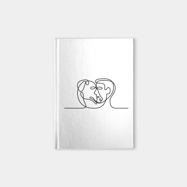 Man And Dog Face Side Continuous Line