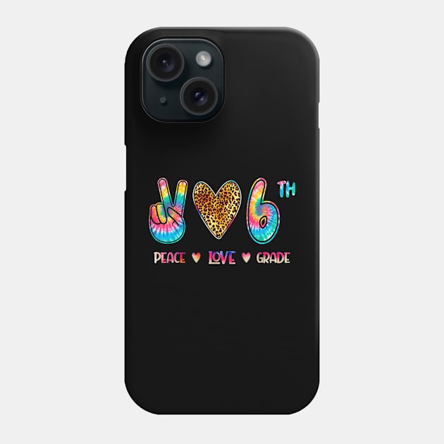 Leopard Peace Love 6th Grade Squad Back to School Gift Phone Case by luxembourgertreatable