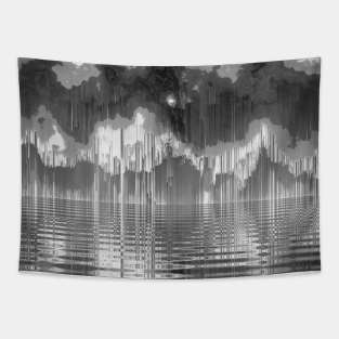 Black & White Fantasy Digital Landscape Tapestry