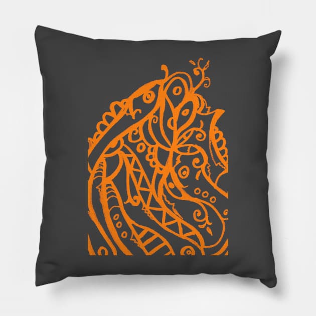 Very beautiful decorative orange abstract lines Pillow by JNAA