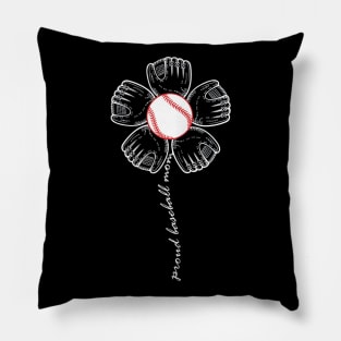 Proud Baseball Mom Flower Mother Day Pillow