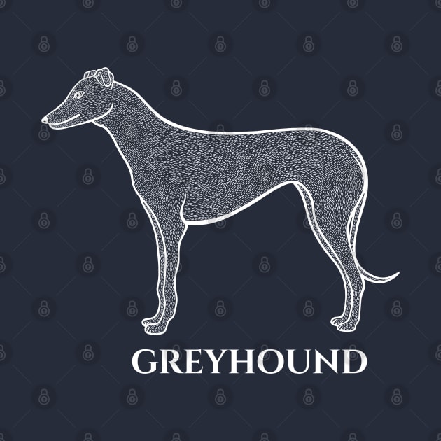 Greyhound with Name - greyhound lovers dog design gift on blue by Green Paladin