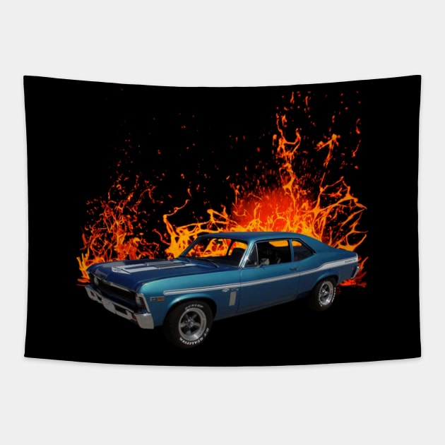 1969 Blue Yenko Nova in our lava series Tapestry by Permages LLC