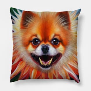 Pomeranian Flower Pillow