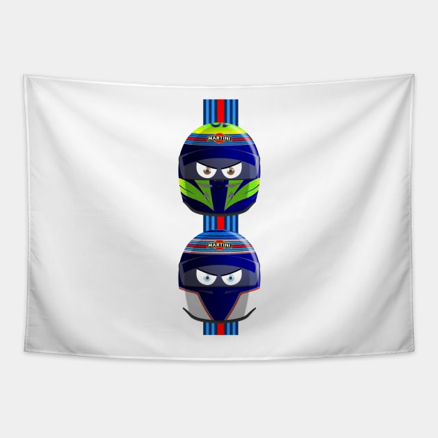 WILLIAMS_MASSA_BOTTAS_Helmets_2014 Tapestry by Cirebox