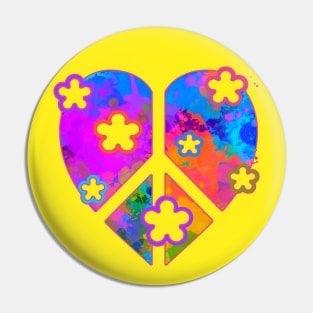 Colorful Peace and Love Heart Pin