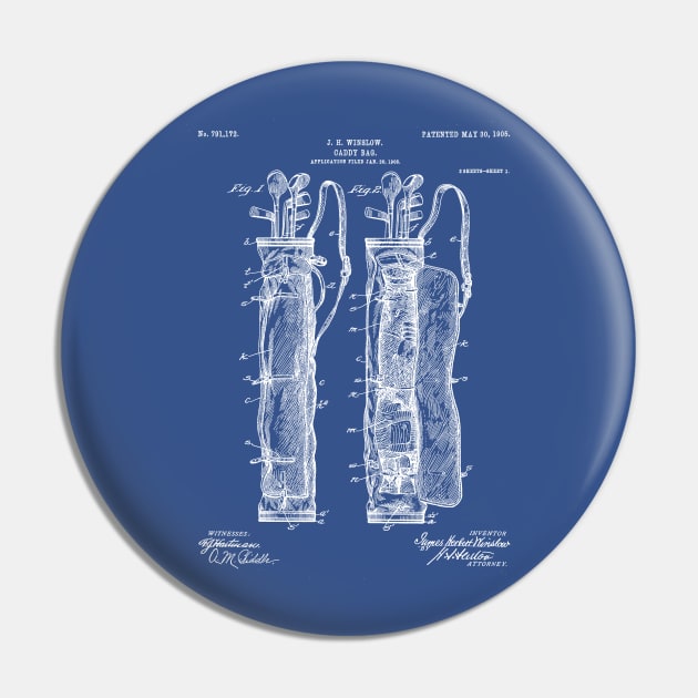 Golf Bag Patent - Caddy Art - Blueprint Pin by patentpress