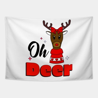 OH DEER Reindeer Merry Christmas - Funny Reindeer Quotes Tapestry