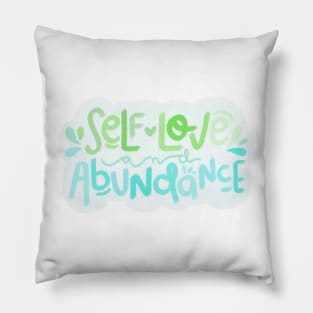 Self Love and Abundance - green and aqua Pillow