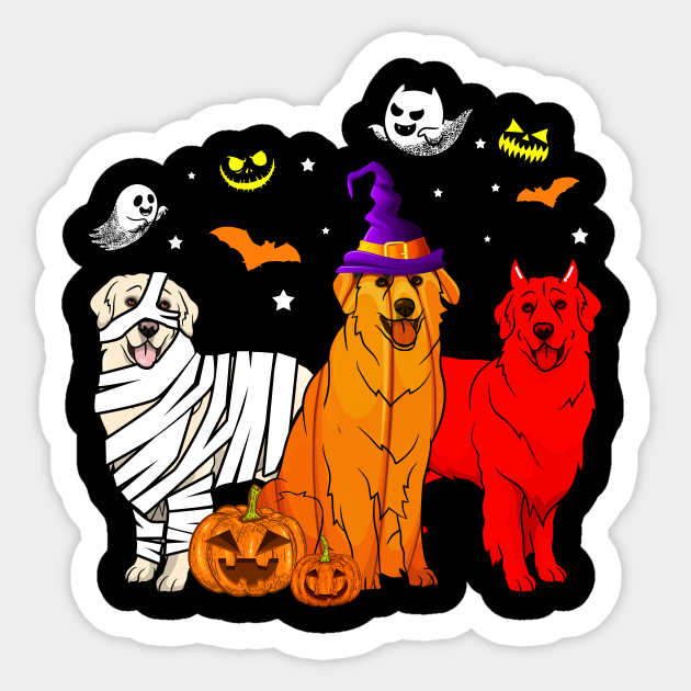 Funny Golden Retriever Halloween Costume Gift T Shirt Golden Retriever Halloween Sticker Teepublic