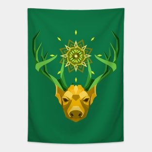 Geometric Deer (Green) Tapestry