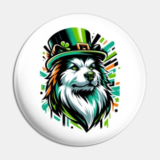 Icelandic Sheepdog Revels in Saint Patrick's Day Joy Pin