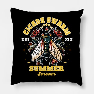 CIcada Swarm Brood XIII XIX Cicadas Season Summer Scream Pillow