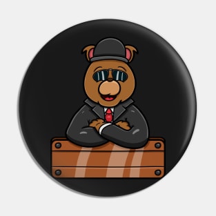 Mafia Bear Cartoon Mascot Pin