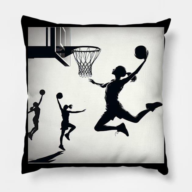 Female Basketball Player in various poses. Pillow by Print Forge