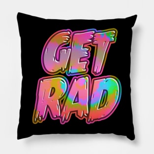 Tie Dye Get Rad Retro Hippie Pyschedelic 80s 90s Skate Skateboarding Pillow