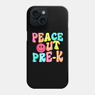 Peace Out Pre K Happy Last Day Of School Groovy Phone Case