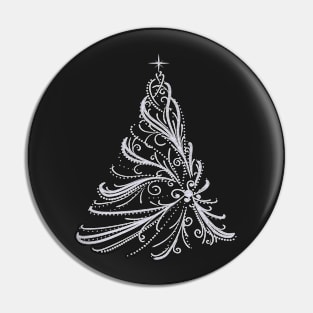 Elegant White Swirl Christmas Tree Pin