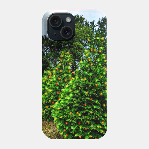 Four pretty lit pine trees Phone Case by PandLCreations