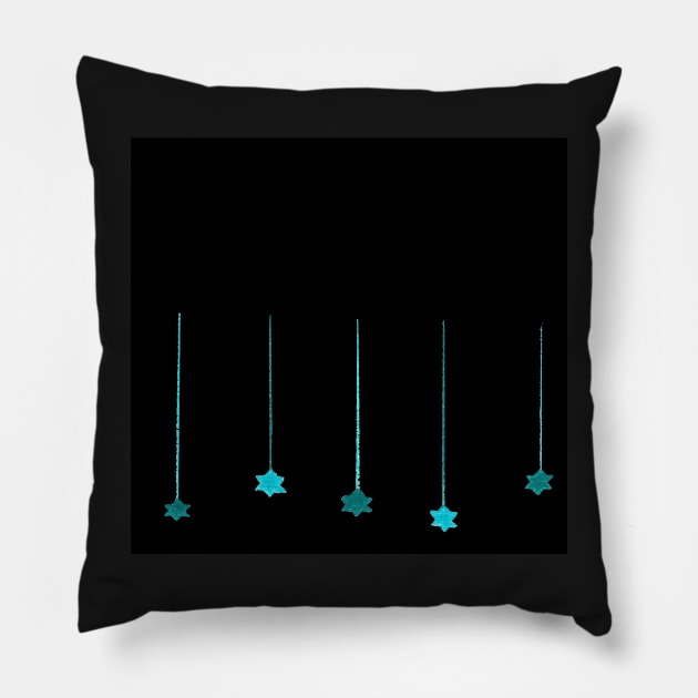 Blue Stars of David in Black Pillow by Avvy