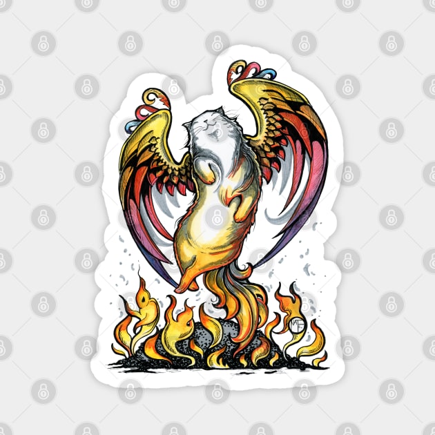 Phoenix Cat Rising From The Ashes Magnet by Nat Ewert Art
