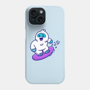 Cute Yeti Surfing In The Snow Cartoon Phone Case