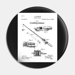 Fishing Rod Patent - Fishing Art - Black And White Pin