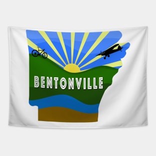 Bentonville Arkansas design with Mountain Bike and Airplane Tapestry