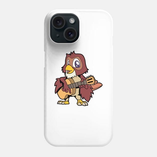 Cartoon owl playing guitar Phone Case by Modern Medieval Design