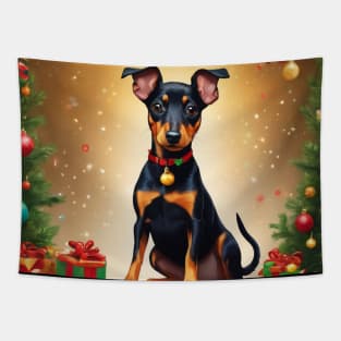 Manchester terrier christmas style Tapestry