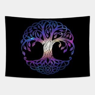 Tree of Life and Galaxy Double Exposure Tapestry