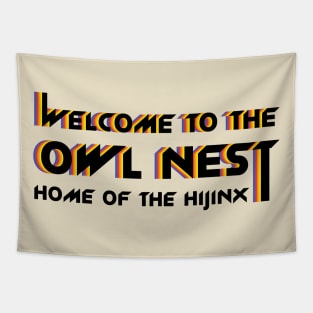 Welcome to The Owl Nest Retro Rainbow Tapestry