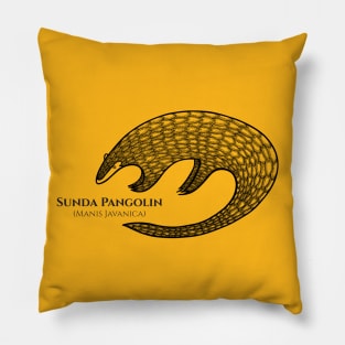 Pangolin with Common and Latin Names - detailed animal drawing Pillow