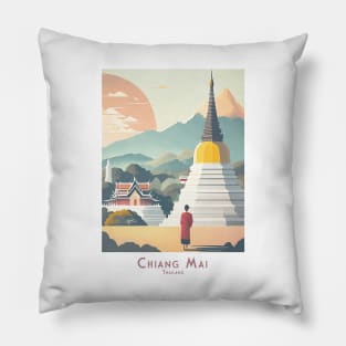 Abstract Chiang Mai Sunset Serenity - Retro Vintage Travel Pillow